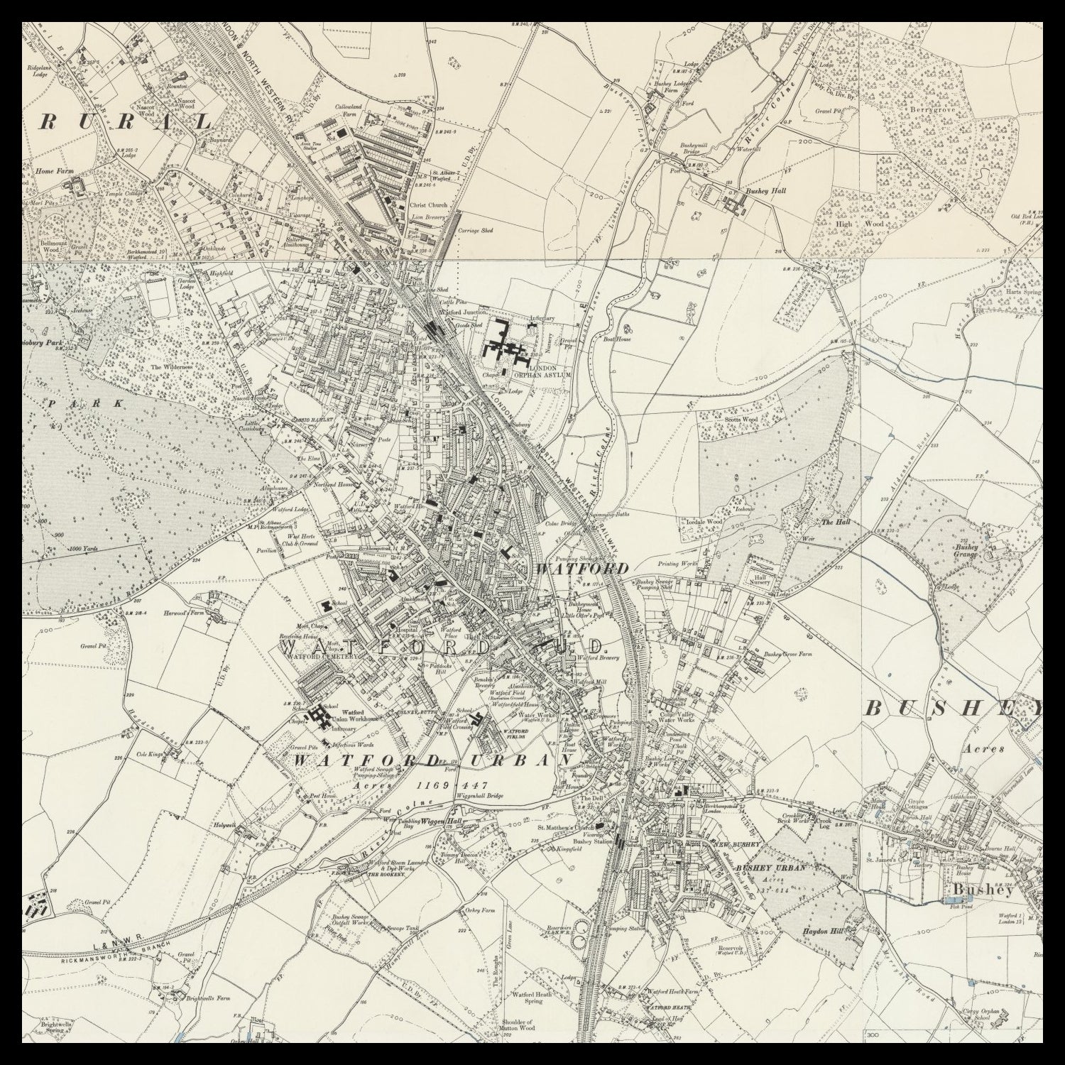 Personalised Old Map Of Watford The Unique Maps Co Personalised old map of watford the unique maps co