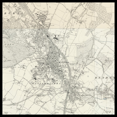 Carte ancienne personnalisée de Watford 