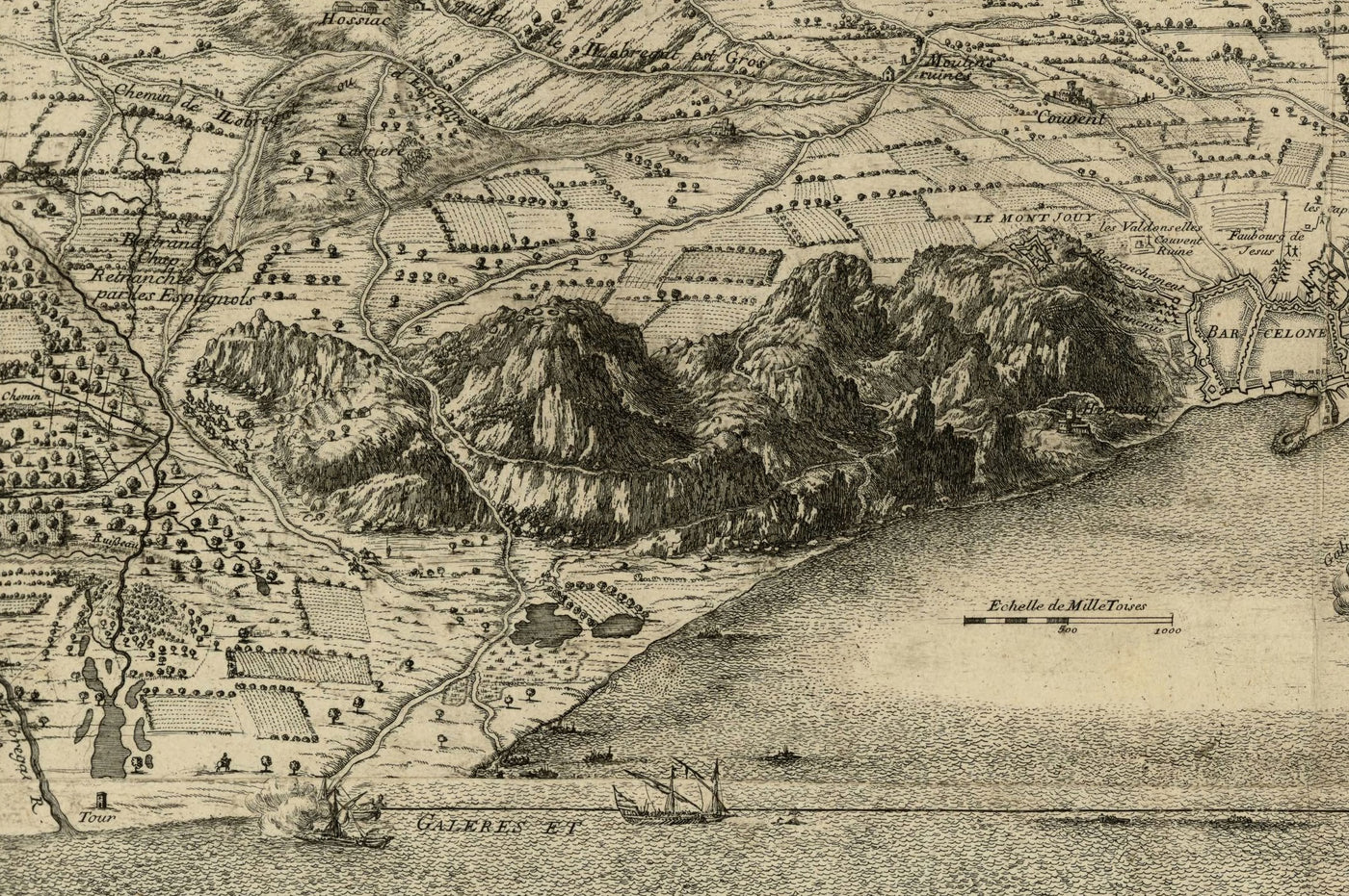 French Siege of Barcelona by Beaulieu, 1697: Montjuïc, Naval Forces, French Camps