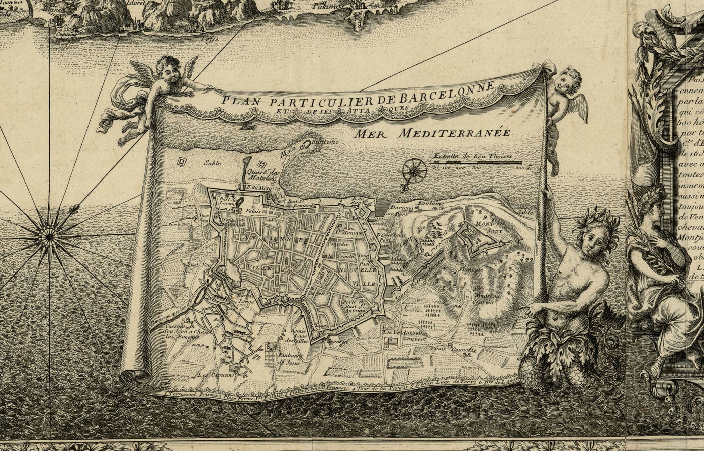 French Siege of Barcelona by Beaulieu, 1697: Montjuïc, Naval Forces, French Camps