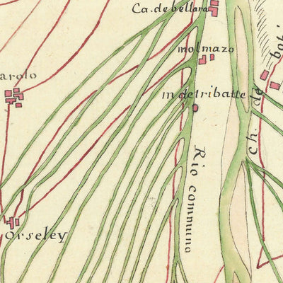 (Bataille de Plaisance / Guerre de Succession d'Autriche) Carte des environs de Plaisance par Anonyme, 1746