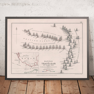 Batalla de Trafalgar: la flota británica rompiendo la línea francesa y española por AK Johnston, 1852