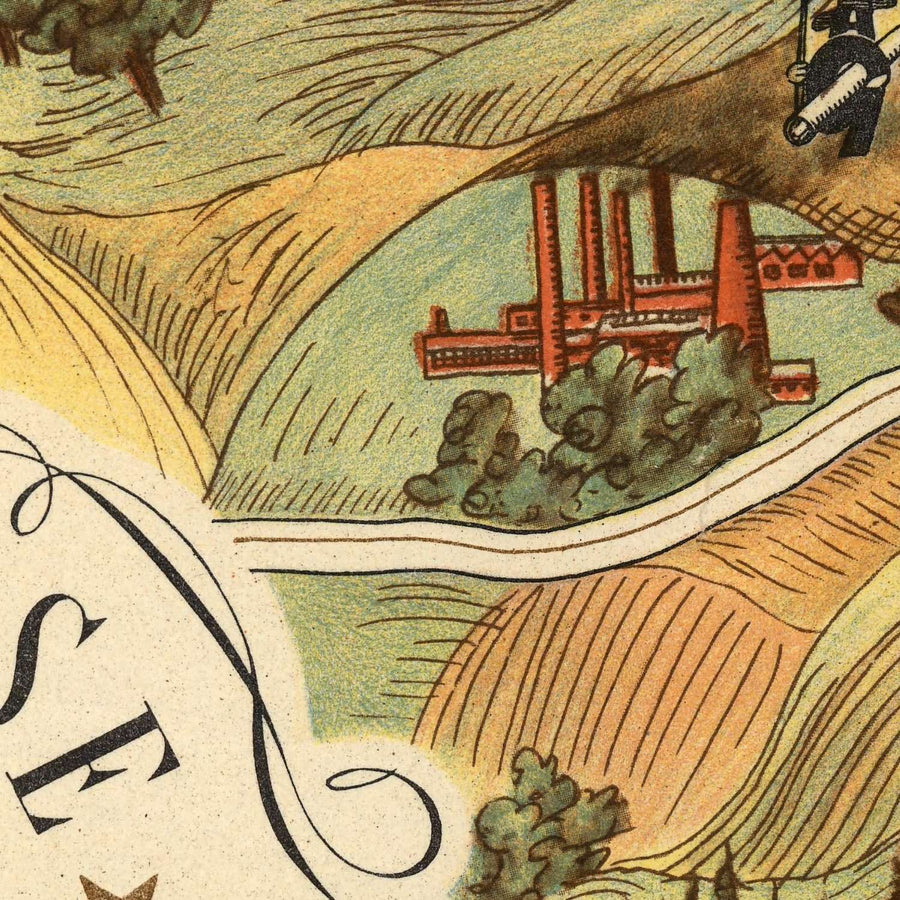 Mapa de la ocupación americana de Alemania por Desch, 1948: WW2, Múnich, Nuremberg, Stuttgart, Frankfurt, Heidelberg 