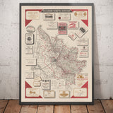 Alte Weinkarte von Bordeaux im Jahr 1948 - Garonne, Pessac, Blanquefort, Carbon-Blanc, Libourne 