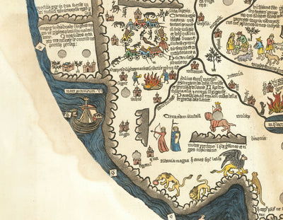 Ancien Borgia Mappa Mundi, 1450 - Atlas du monde antique - Europe, Moyen-Orient, Afrique du Nord, Méditerranée