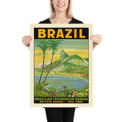 Brazil Travel Poster with Cristo Redento by Waldomiro Goncalves Christino