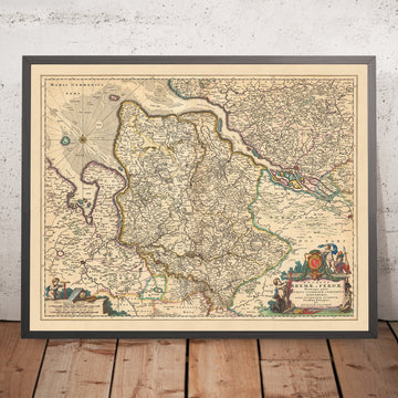 Old Map of Bremen and Verden: Visscher, 1690: Hamburg, Oldenburg, Lüneberg, Bremerhaven, Stade