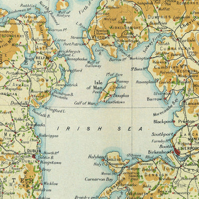 Old Map of British Isles Temperature & Rainfall by Bartholomew, 1922: Vegetation, Railways, Climate