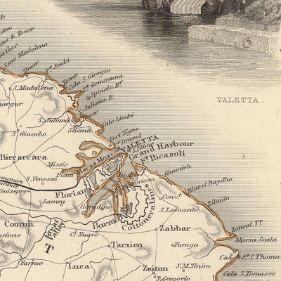 Old Map of the British Empire in the Mediterranean, 1851: Gibraltar, Malta, Corfu, Zante, Etc.