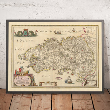 Alte Karte der Bretagne von Nicolaes Visscher, 1690: Rennes, Nantes, Brest, Saint-Malo und Vannes 