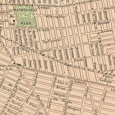 Old Map of Brooklyn by Rand McNally, 1897: Downtown Brooklyn, Bushwick, Prospect Heights, Crown Heights, Williamsburg
