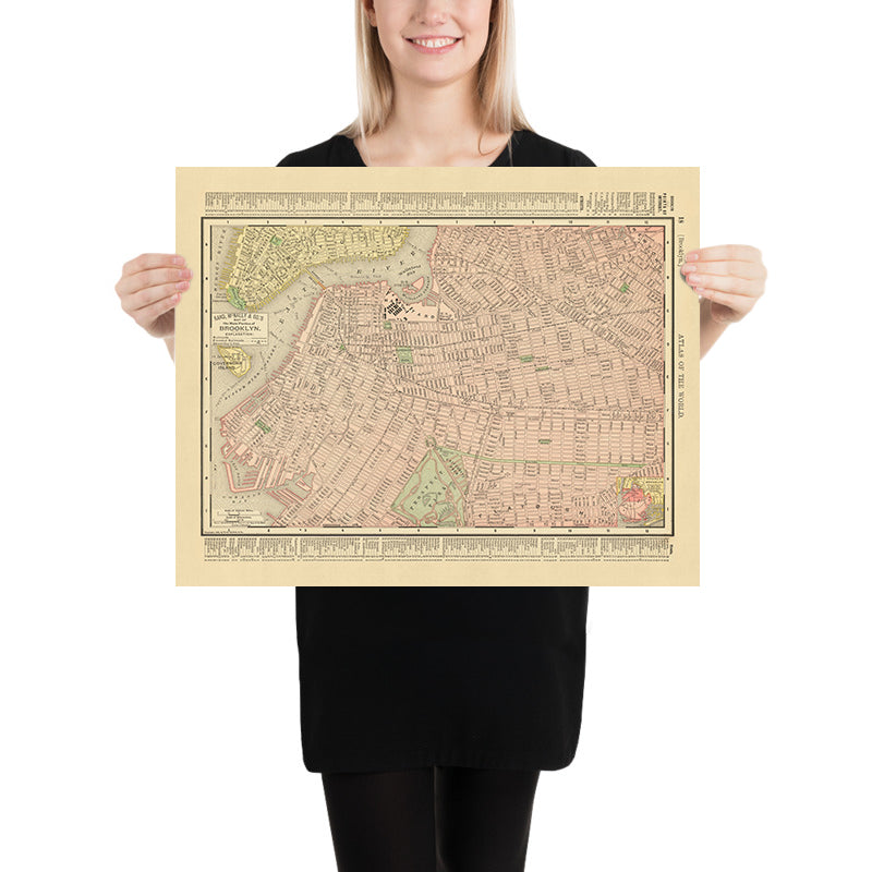 Mappa antica di Brooklyn di Rand McNally, 1897: Downtown Brooklyn, Bushwick, Prospect Heights, Crown Heights, Williamsburg 