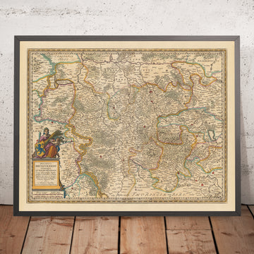 Ancienne carte de Brunswick et de Lunebourg par Visscher, 1690 : Hanovre, Wolfsburg, Hildesheim, Göttingen, parc national du Harz