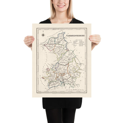 Old Map of Cambridgeshire by Samuel Lewis, 1844: Ely, Wisbech, Huntingdon, St Ives, and March