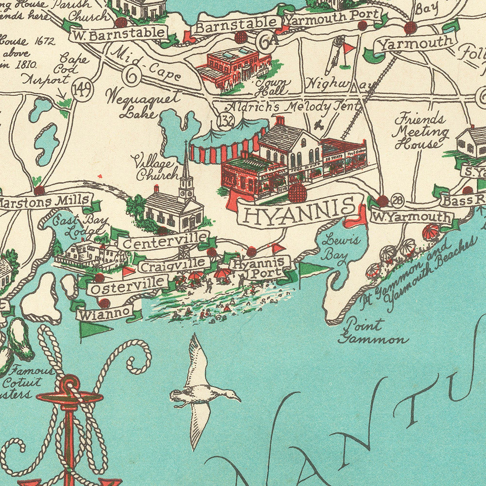 Map: A Picture Chart of Cape Cod, Martha's Vineyard, and Nantucket | #4561874631 Map: A Picture Chart of Cape Cod, Martha's Vineyard, and Nantucket | #4561874631