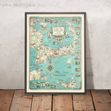Mappa Antica di Cape Cod, Martha's Vineyard e Nantucket, 1949 di E. Chase: Un'Avventura Pittorica 