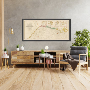 Vecchia mappa costiera delle Carolina, Georgia e Florida orientale di Heather, 1799: Savannah, Charleston, Corrente del Golfo 