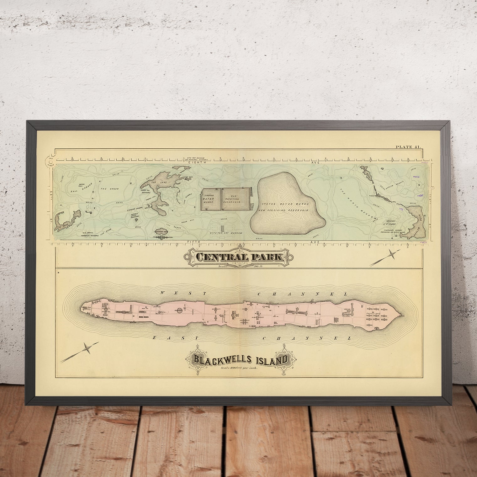 Old Map of Central Park amp Blackwells - Centralparkblackwellsislandnycbromley187936x24 Mockupframe 
