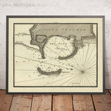 Ancienne Civitavecchia, Italie Carte Nautique par Heather, 1802 : Port, Château, Phare 
