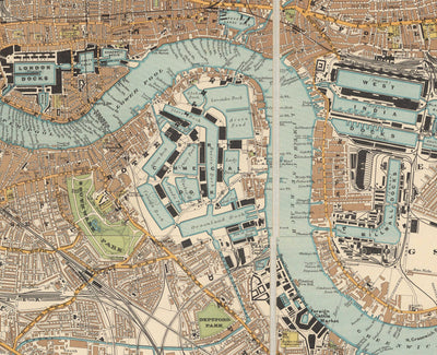 Large Wall Map of London by Stanford, 1905: Handcoloured Artifact of Victorian Grandeur