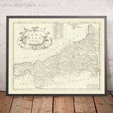 Alte Karte von Cornwall von Robert Morden, 1722: Truro, Falmouth, Penzance, Bodmin Moor, Land's End 