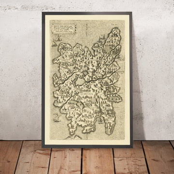 Ancienne carte de la Corse par Bertelli, 1562 : Atlas ancien, Bastia, Bonifacio, Voiliers élégants, Champs cultivés 