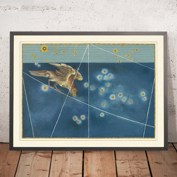 Antica mappa stellare di Corvo di Johann Bayer, 1603 - Mappa della costellazione celeste 