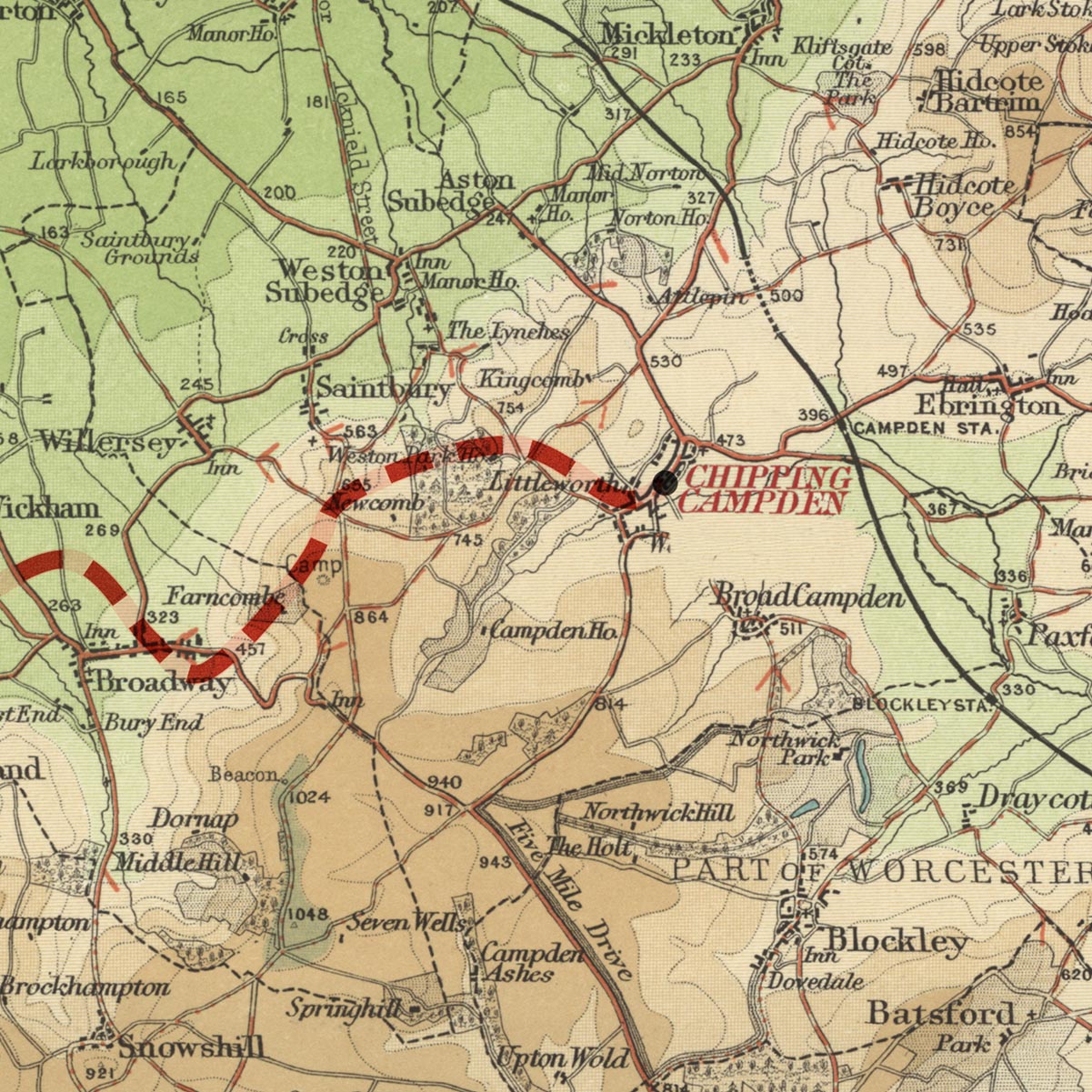 Old Map of The Cotswold Way by Bartholomew and The Unique Maps Co.