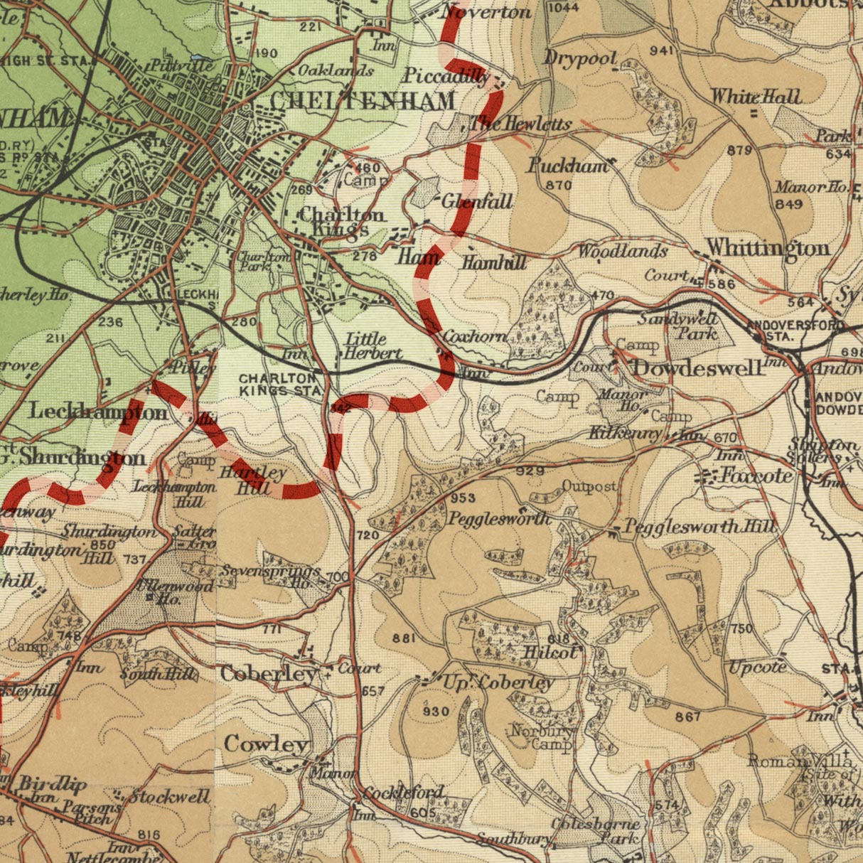 Old Map of The Cotswold Way by Bartholomew and The Unique Maps Co.