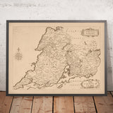 Mappa antica della Contea di Clare di Petty, 1685: Castello di Bunratty, Scogliere di Moher, Il Burren, Loop Head, Kilrush 
