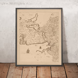Ancienne carte du comté de Galway, 1685 : Galway, Connemara, Lough Corrib, abbaye de Kylemore, îles d'Aran