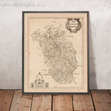 Ancienne carte du comté de Kilkenny par Petty, 1685 : Kilkenny, Callan, Thomastown, Jerpoint Abbey, Black Castle
