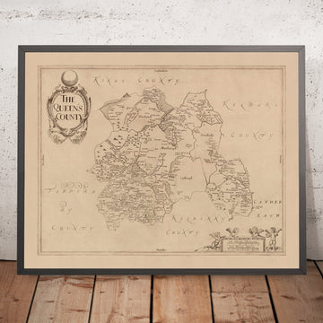 Alte Karte des Countys Laois von Petty, 1685: Abbeyleix, Athy, Castlecomer, Durrow, Mountmellick 