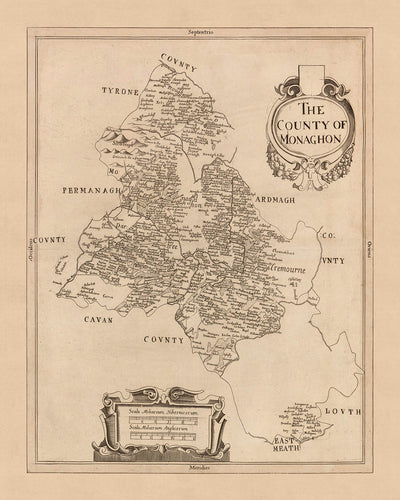 Old Map of County Monaghan, 1685: Monaghan, Glaslough, Castleblaney, Clones, Ballybay