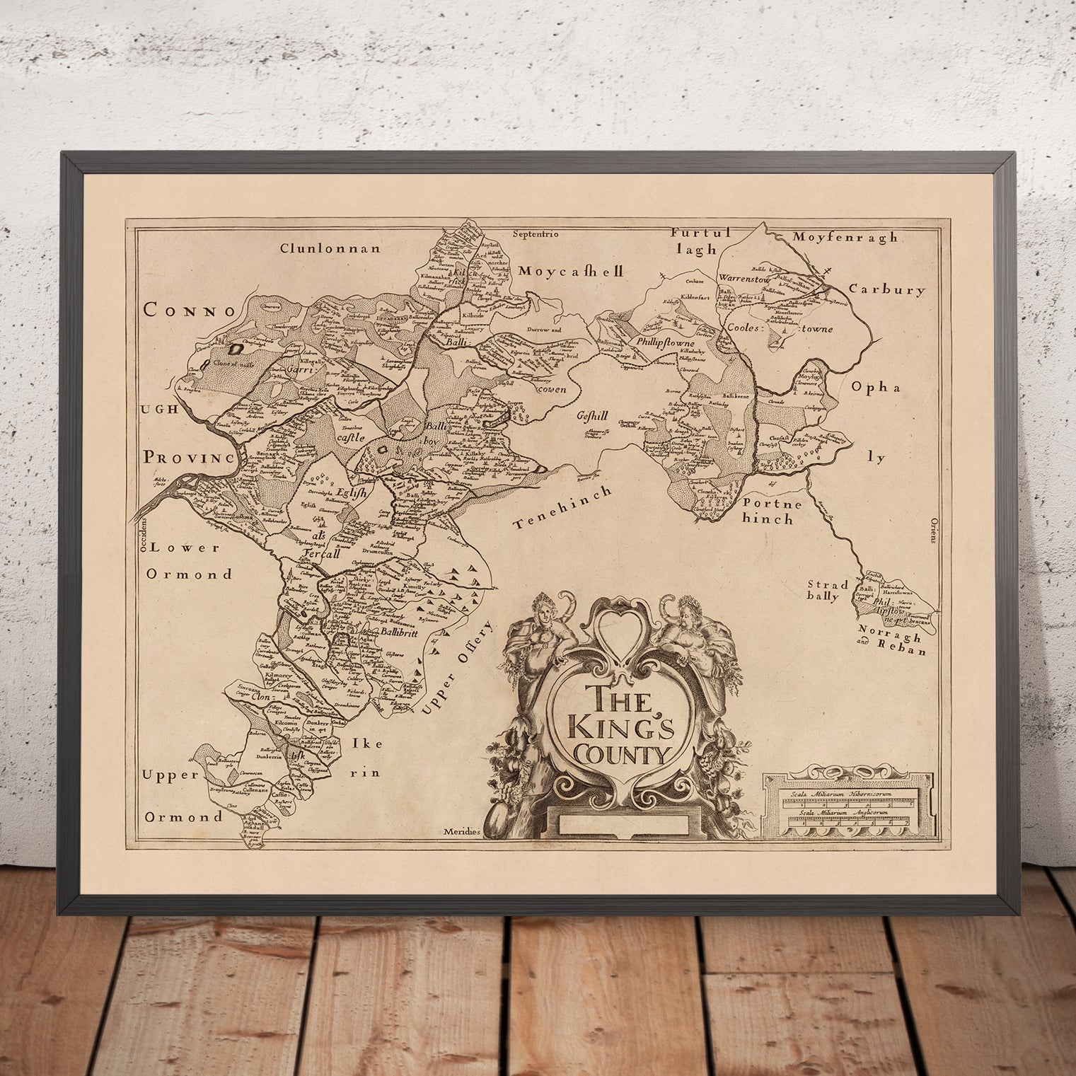 Old Map of County Offaly (King's County) by Petty, 1685: Tullamore, Bi ...