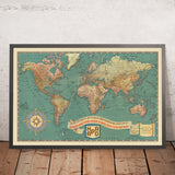 Old World Map of Cruise & Airship Routes, 1931: HAPAG, Zeppelin Routes Before Hindenburg