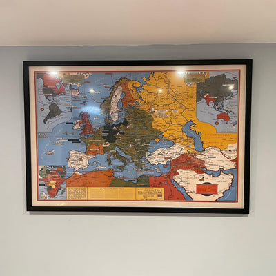 Mapa de la Guerra Mundial 2 Viejos, 1942 por Stanley Turner - Tabla de historia de WW2 "Eventos fechados"