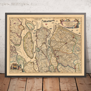 Mappa antica di Delfland e Schieland di Visscher, 1690: L&