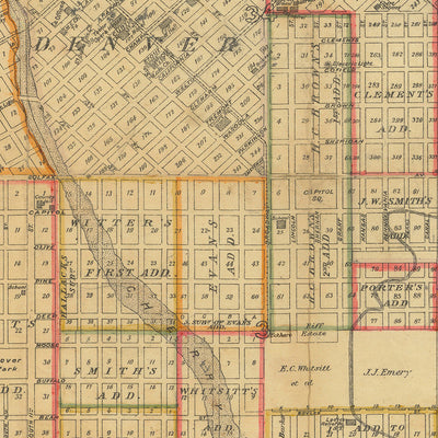Old Map of Denver by Thayer, 1883: Platte River, Cherry Creek, City Park, Exposition Building, Windsor Hotel