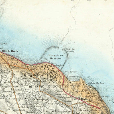 Large Old Map of Dublin & Suburbs, 1868: Meath, Clane, Rathdown, Drogheda