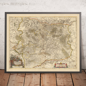 Vecchia mappa del Ducato di Lorena, Francia di Visscher, 1690: Nancy, Metz, Saarbrücken, Kaiserslautern, Parco delle Vosgi Settentrionali 