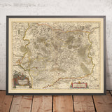Alte Karte des Herzogtums Lothringen, Frankreich von Visscher, 1690: Nancy, Metz, Saarbrücken, Kaiserslautern, Nordvogesenpark 