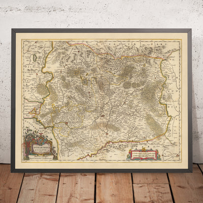 Ancienne carte du duché de Lorraine, France par Visscher, 1690 : Nancy, Metz, Sarrebruck, Kaiserslauten, Parc des Vosges du Nord