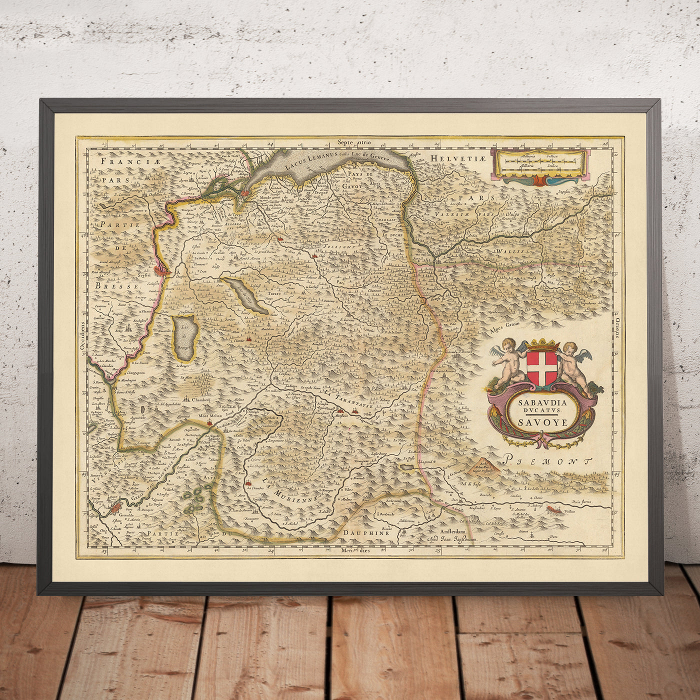 Alte Karte des Herzogtums Savoyen, Frankreich von Visscher, 1690: Genf, Grenoble, Chambéry, Chamonix, Nationalpark Vanoise