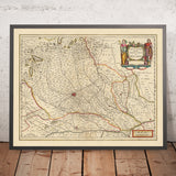 Ancienne carte du duché de Milan, Italie par Visscher, 1690 : Côme, Bergame, Pavie, Plaisance, Parco Agricolo Sud Milano
