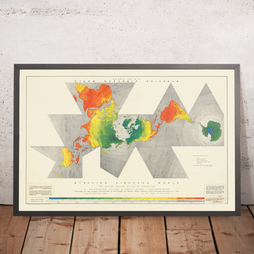 Mappa del Mondo Airocean Dymaxion Antica di Buckminster Fuller, 1954: Proiezione Icosaedrica, Un&