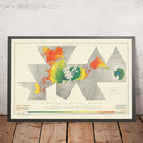 Old Dymaxion Airocean World Map by Buckminster Fuller, 1954: Icosahedron Projection, One Island Earth