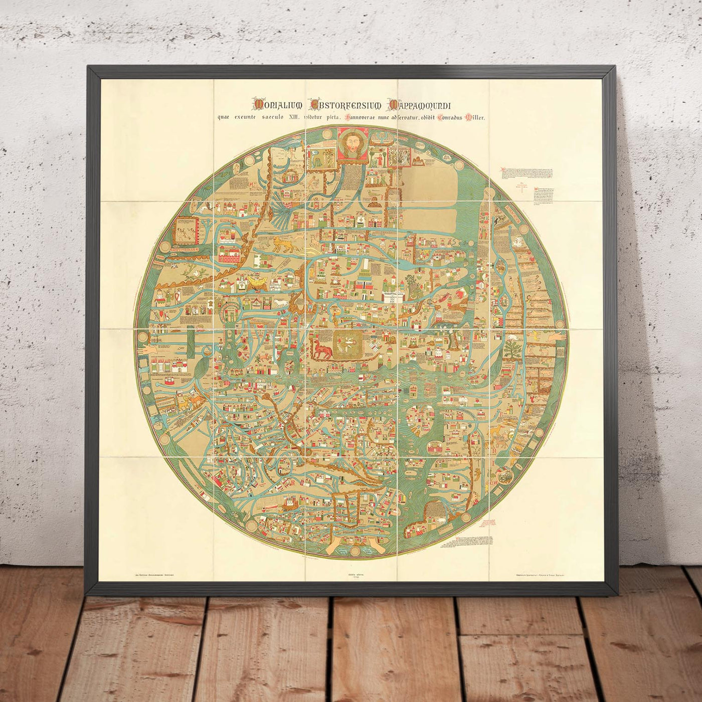 Old Ebstorf Mappa Mundi - Ancient 13th Century World Atlas - Gibraltar, Mediterranean, Jerusalem, Sicily, Greece