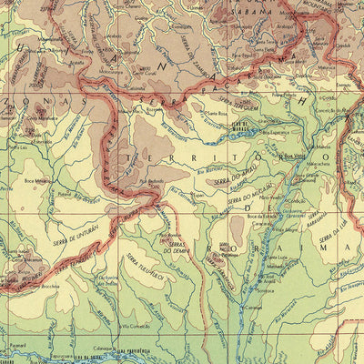 Old Map of South America, 1967: Amazon River, Ecuador, Colombia, Venezuela, Guiana