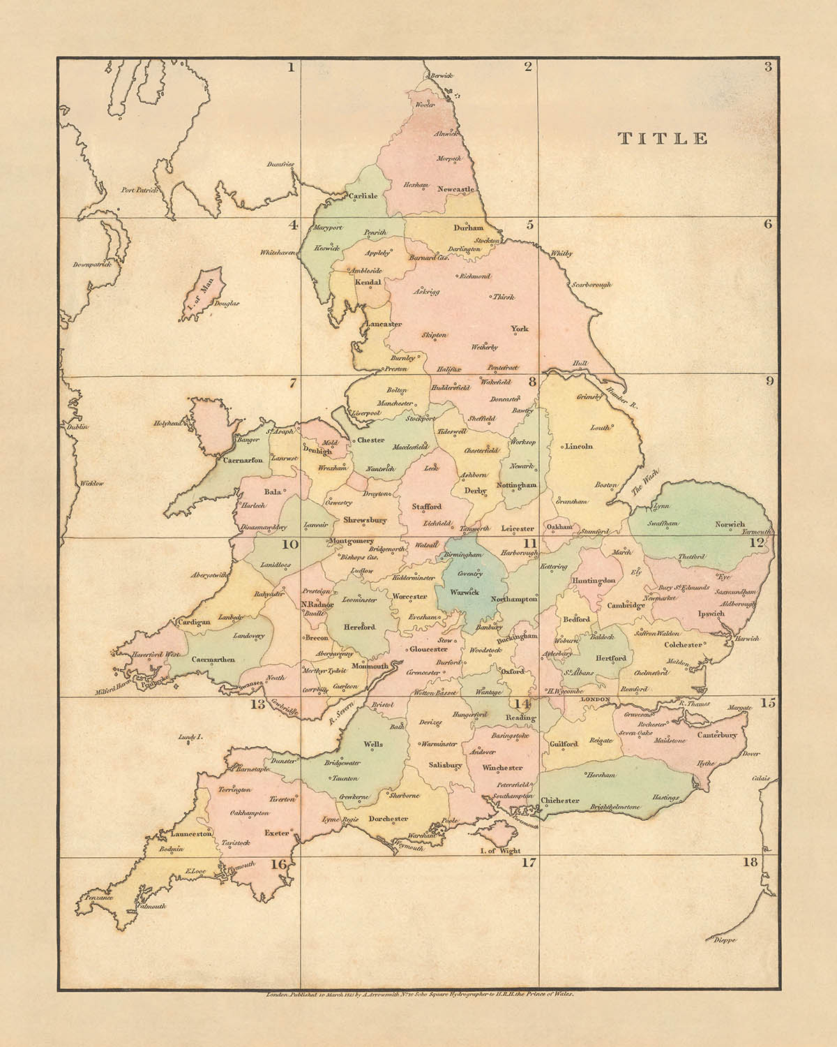 Old Simple County Map Of England Wales By Arrowsmith 1818 Colour C old-simple-county-map-of-england-wales-by-arrowsmith-1818-colour-c